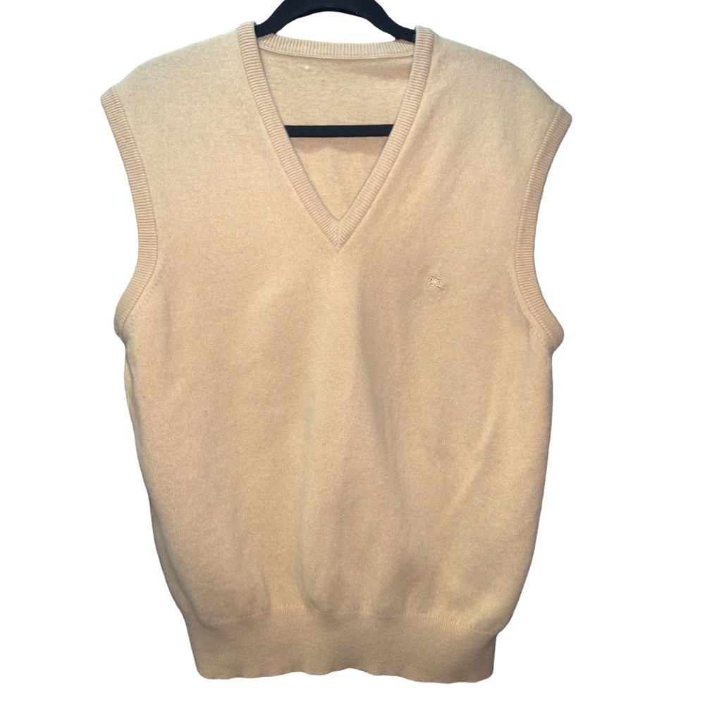 Vintage Burberry Wool And Angora Womans Size 6 Vest Light Yellow Made In Spain - Picture 1 of 6